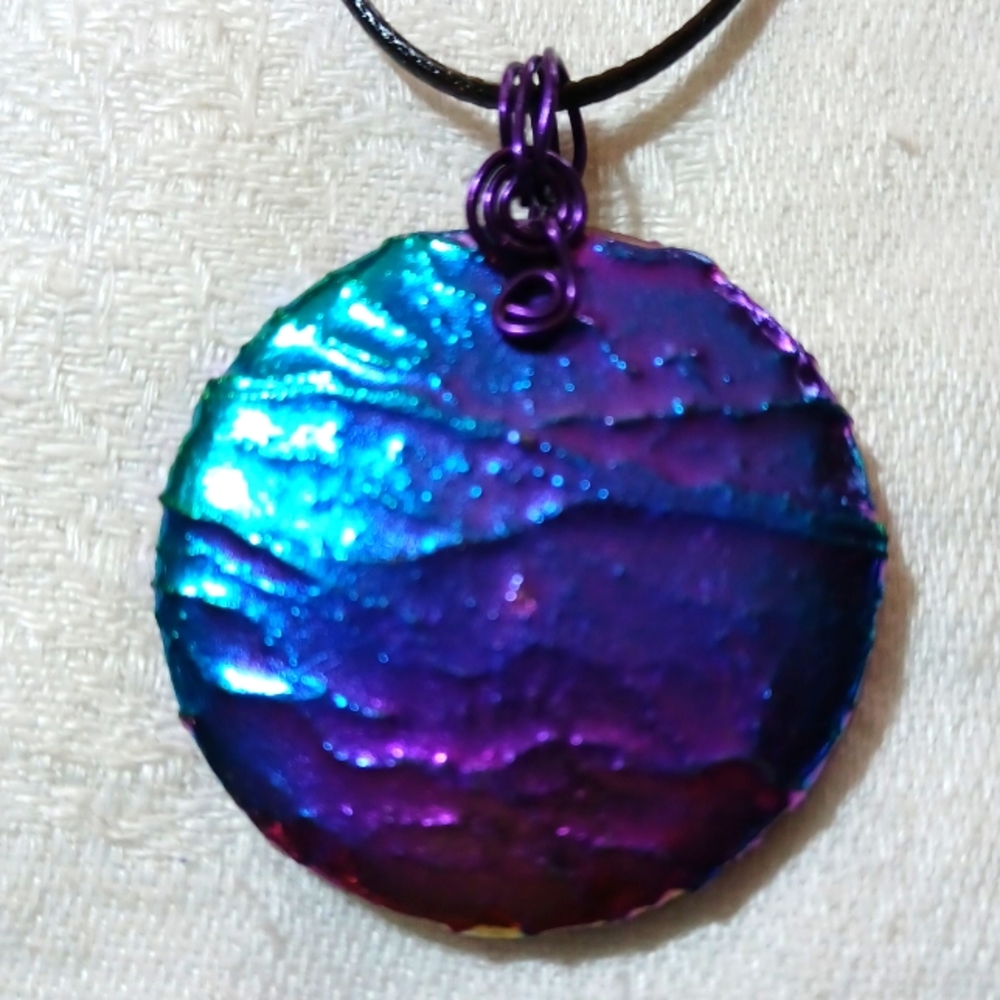 Titanium druzy pendant necklace, blue green purple pink, titanium druzy jewelry